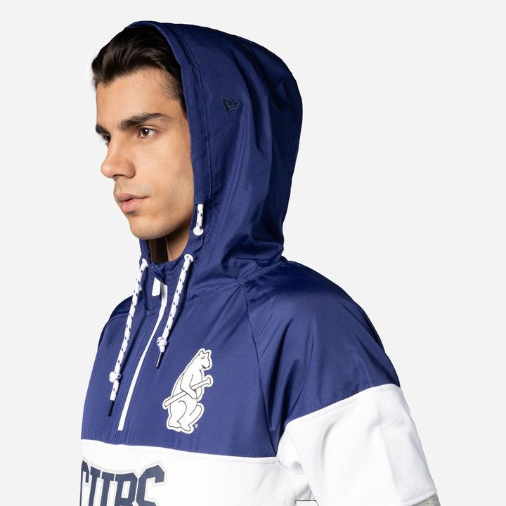Chicago Cubs 1914 Quarter Zip Hoodie Grey Navy by New Era Sweatshirts & Hoodies NEW ERA CAP COMPANY INC
