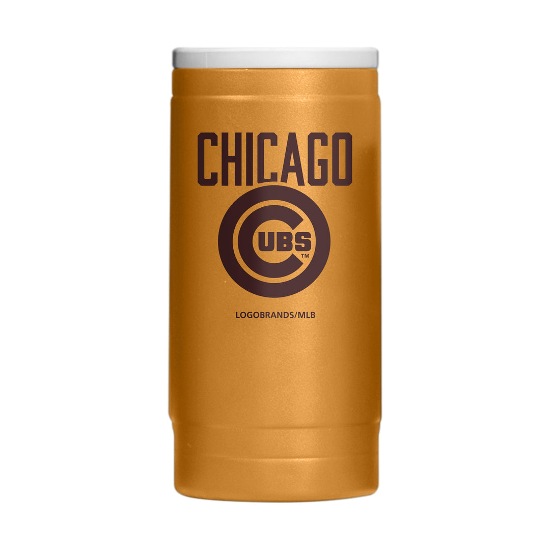 CHICAGO CUBS LOGO BRAND BULLSEYE OAK SLIM CAN COOLIE Home & Office LOGO CHAIR