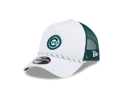 CHICAGO CUBS NEW ERA 940 WHITE AND GREEN ROPE TRUCKER CAP