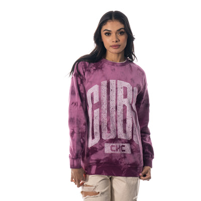 CHICAGO CUBS WILD COLLECTIVE WOMEN'S PINK DOUBLE COLLAR CREW