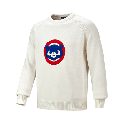 CHICAGO CUBS FULL TURN MEN'S 1984 LOGO WHITE CREW NECK SWEATER