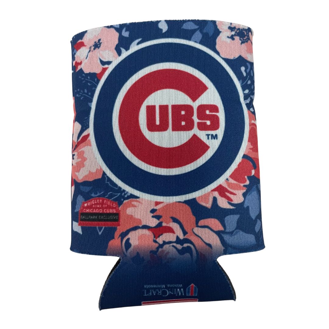 CHICAGO CUBS WINCRAFT BULLSEYE LOGO FLORAL BLUE KOOZIE