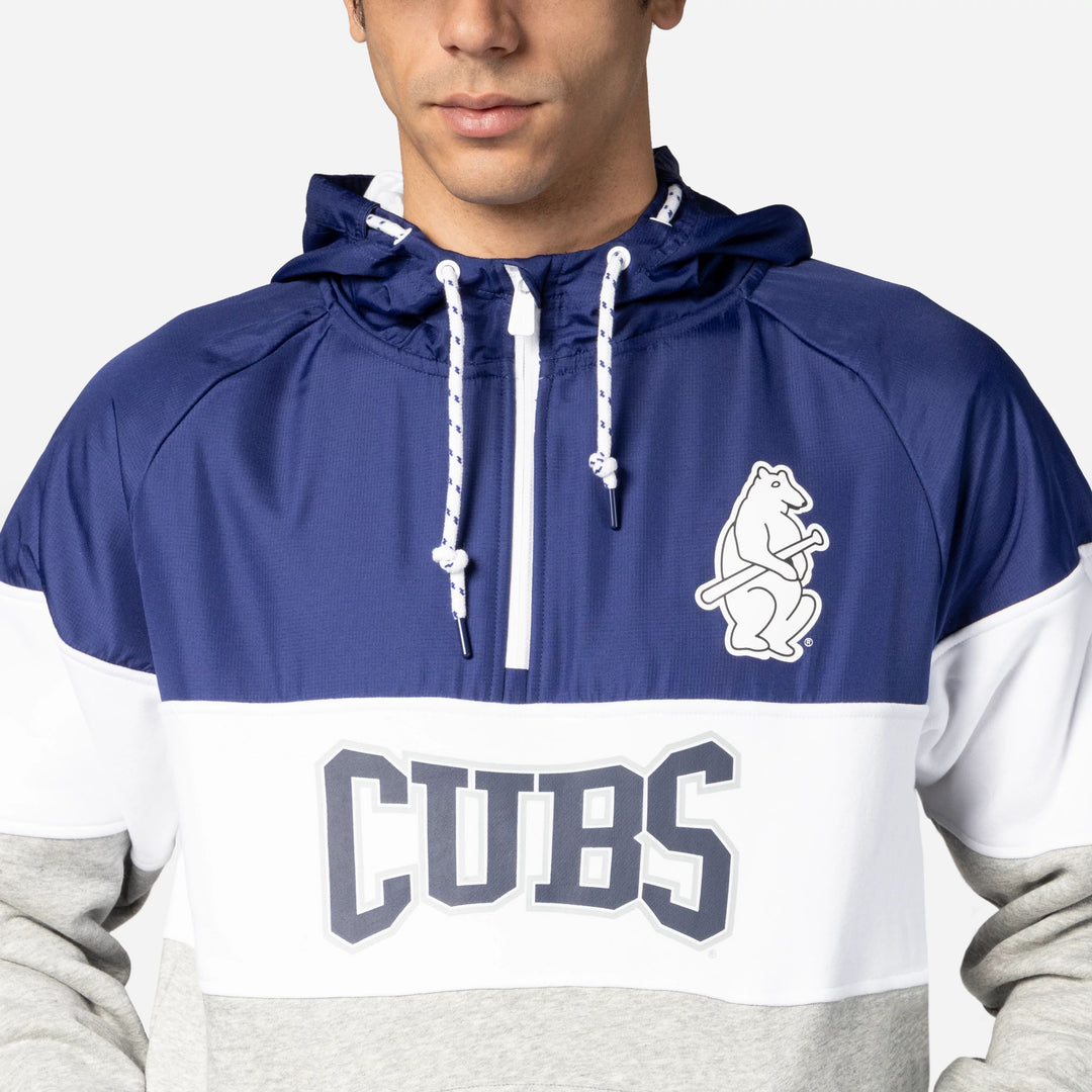 Chicago Cubs 1914 Quarter Zip Hoodie Grey Navy by New Era Sweatshirts & Hoodies NEW ERA CAP COMPANY INC