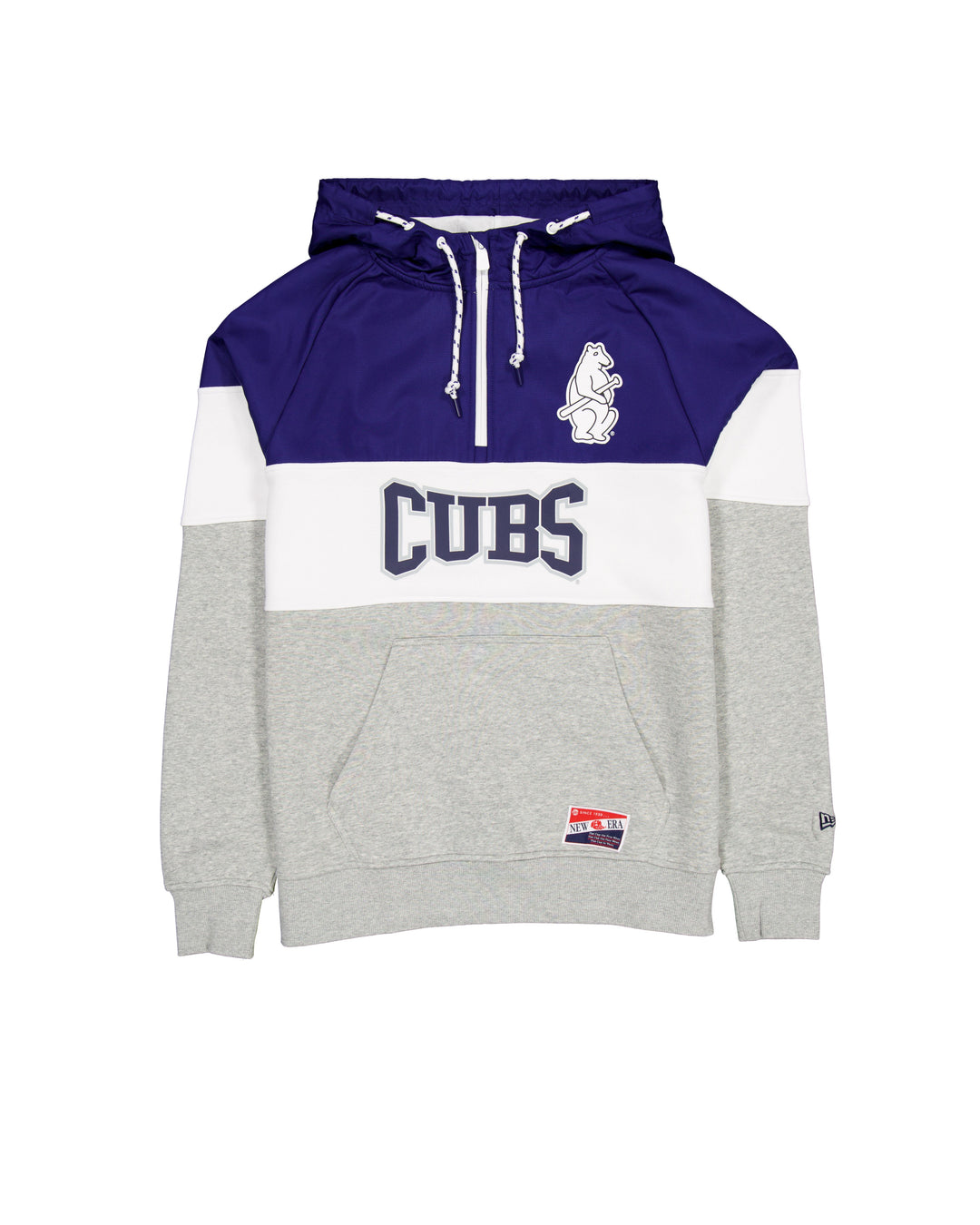 Chicago Cubs 1914 Quarter Zip Hoodie Grey Navy by New Era Sweatshirts & Hoodies NEW ERA CAP COMPANY INC