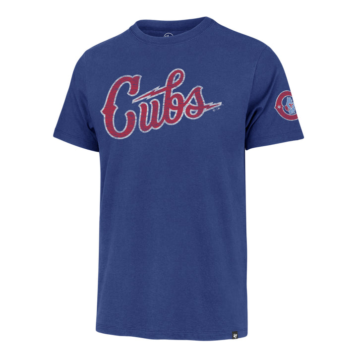Chicago Cubs Blues Alt Script C Bear Sleeve Royal Unisex Tee by '47 Brand Short Sleeve Tees '47 BRAND