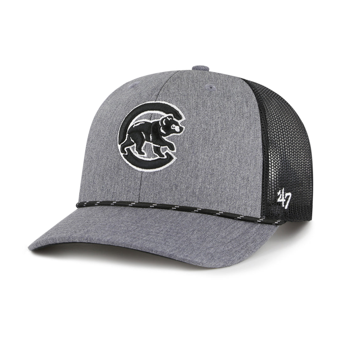 Chicago Cubs Walking Bear Carbon Rope Trucker Charcoal By '47 Brand Cap '47 Brand