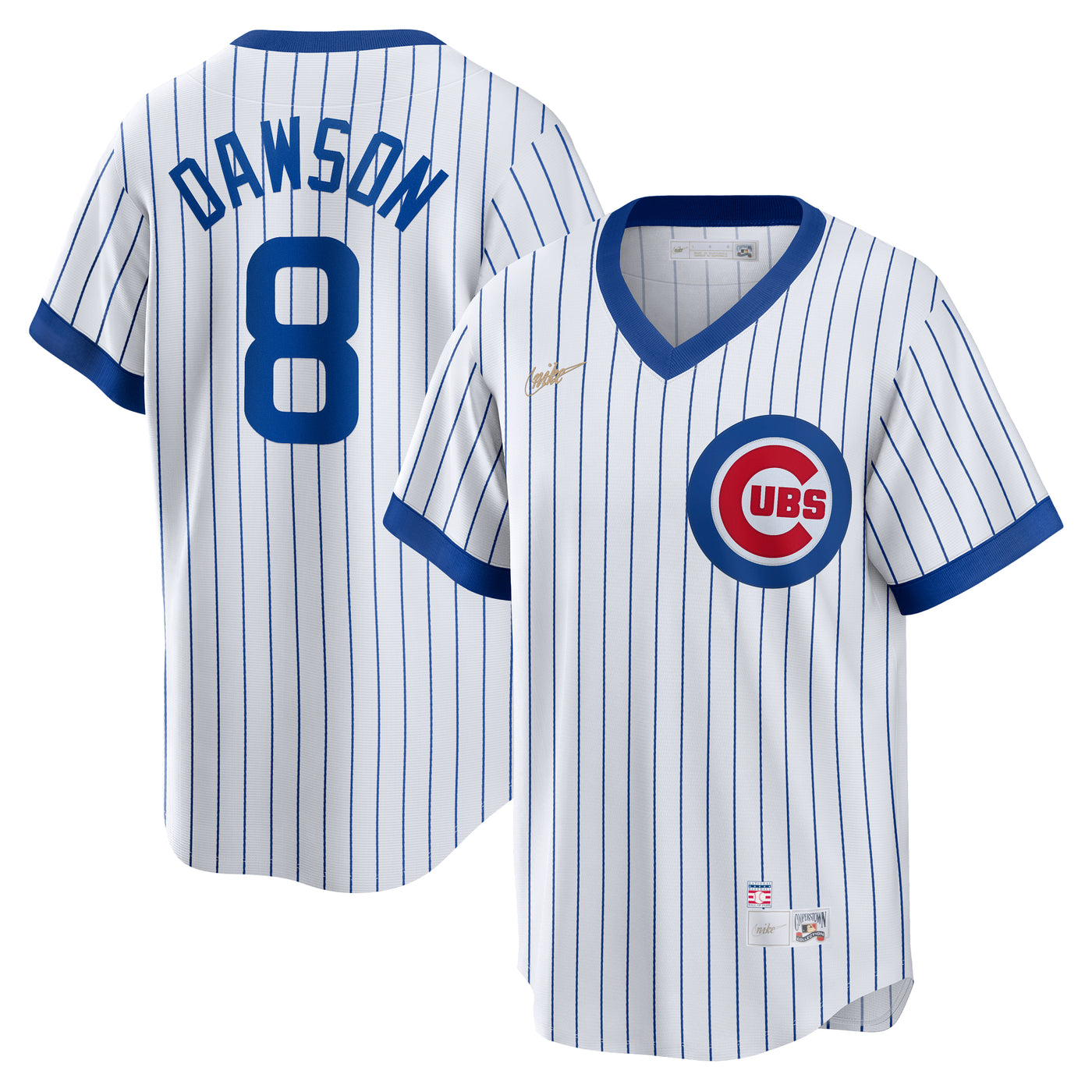 CHICAGO CUBS NIKE MEN'S BULLSEYE PINSTRIPE DAWSON V-NECK