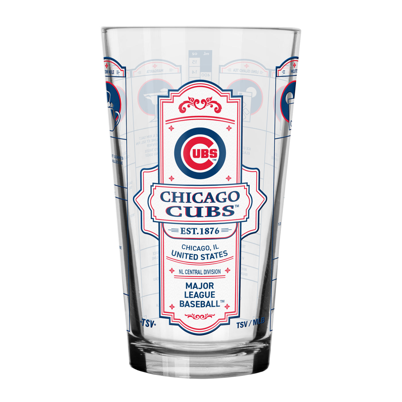 CHICAGO CUBS BULLSEYE LOGO BARTENDER PINT GLASS