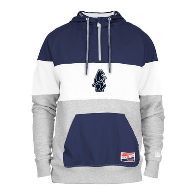 CHICAGO CUBS NEW ERA MEN'S 1914 GREY AND BLUE QUARTER ZIP HOODIE
