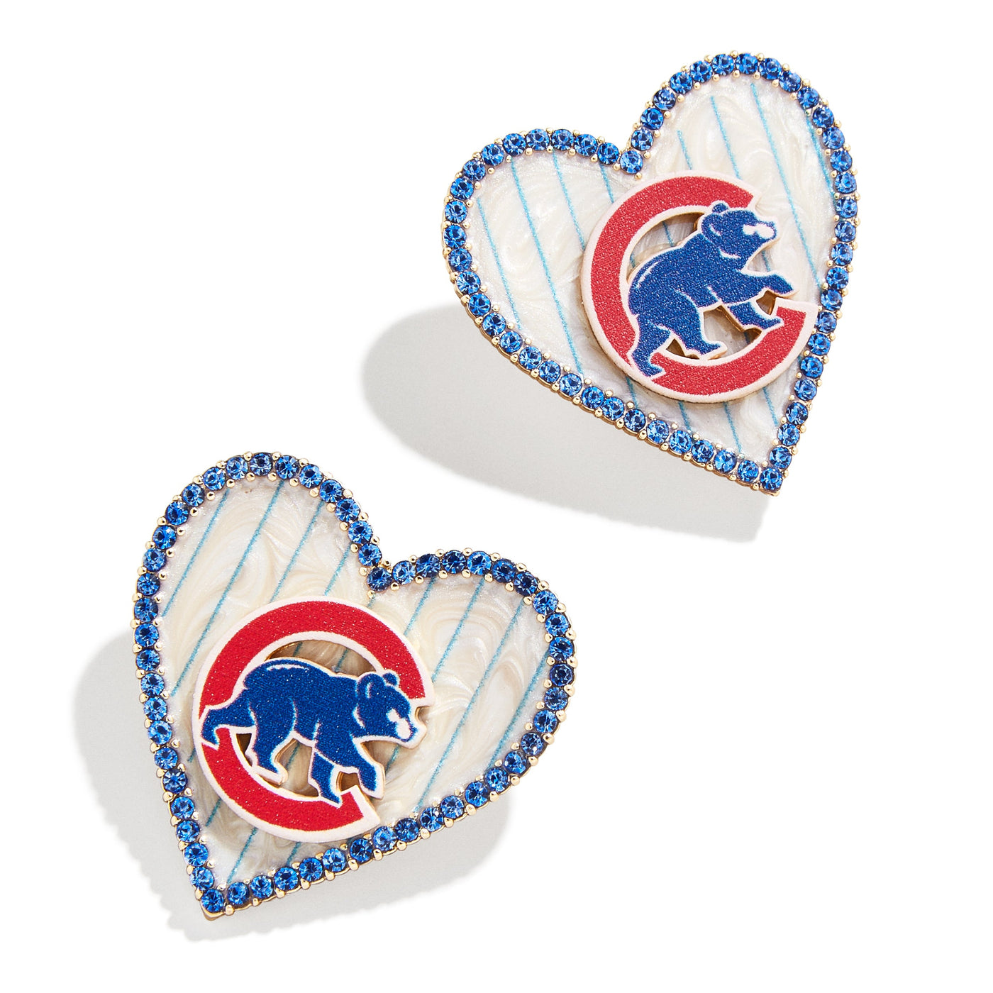 CHICAGO CUBS BAUBLE BAR WALKING BEAR PINSTRIPE HEART EARRINGS