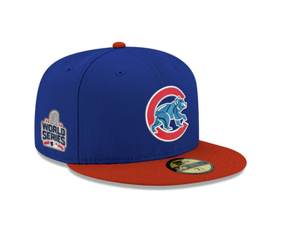CHICAGO CUBS NEW ERA WALKING BEAR 2016 WORLD SERIES PATCH FITTED CAP