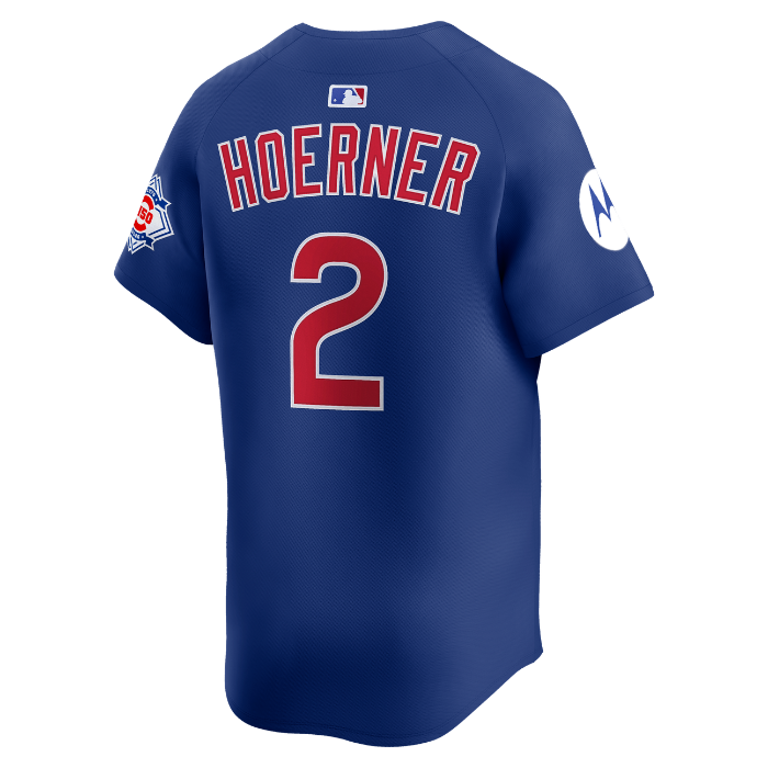 Chicago Cubs Nico Hoerner Royal Blue Alternate 150th Anniversary Limited Jersey by Nike Jerseys Nike