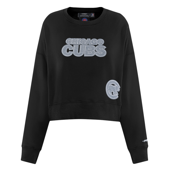 Chicago Cubs Women's Black Terry Crew by Pro Standard Sweatshirts & Hoodies PRO STANDARD
