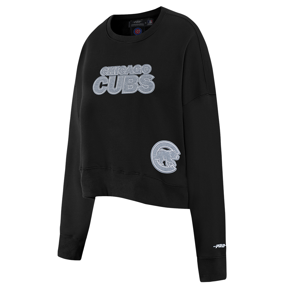 Chicago Cubs Women's Black Terry Crew by Pro Standard Sweatshirts & Hoodies PRO STANDARD