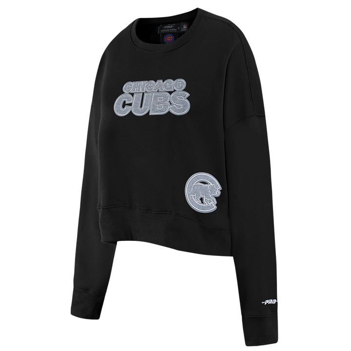 Chicago Cubs Women's Black Terry Crew by Pro Standard Sweatshirts & Hoodies PRO STANDARD