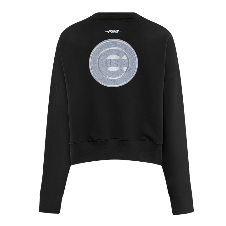 Chicago Cubs Women's Black Terry Crew by Pro Standard Sweatshirts & Hoodies PRO STANDARD