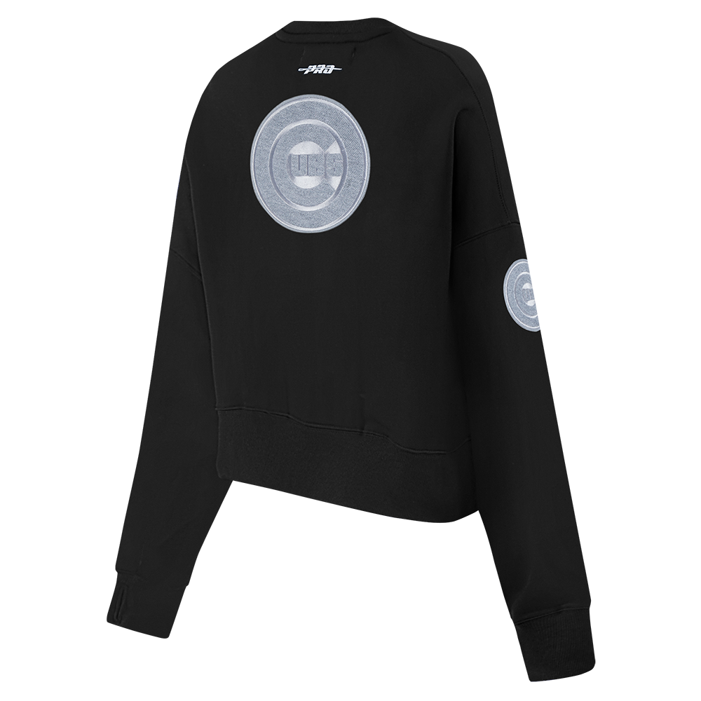 Chicago Cubs Women's Black Terry Crew by Pro Standard Sweatshirts & Hoodies PRO STANDARD