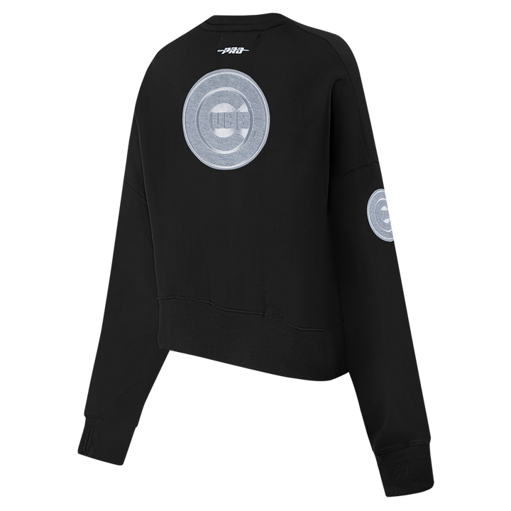 Chicago Cubs Women's Black Terry Crew by Pro Standard Sweatshirts & Hoodies PRO STANDARD