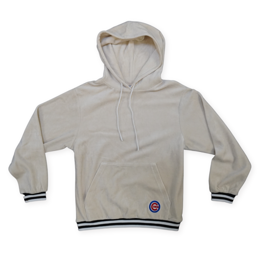 CHICAGO CUBS LUSSO WOMEN'S CREAM VELOUR HOODIE