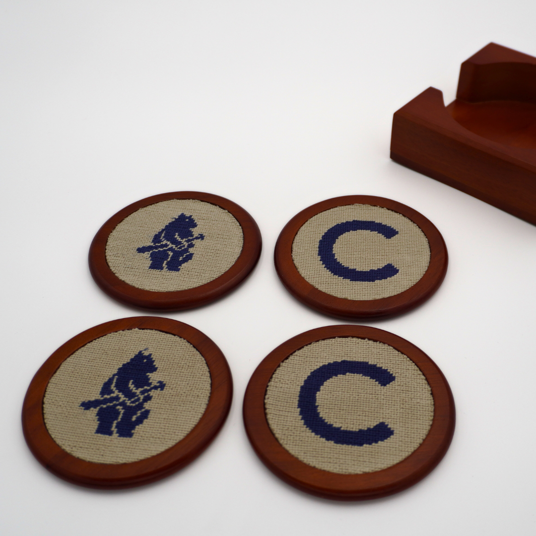 CHICAGO CUBS SMATHERS & BRANSON 1914 NEEDLEPOINT COASTER SET