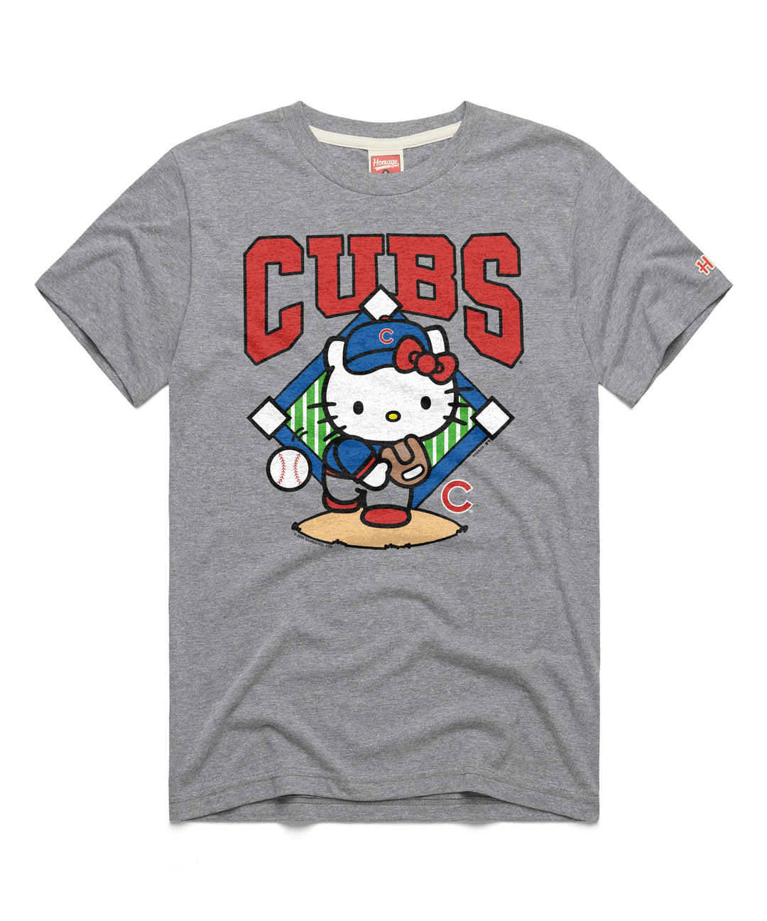 Chicago Cubs Hello Kitty Pitcher Tee in Gray by Homage Shirts HOMAGE