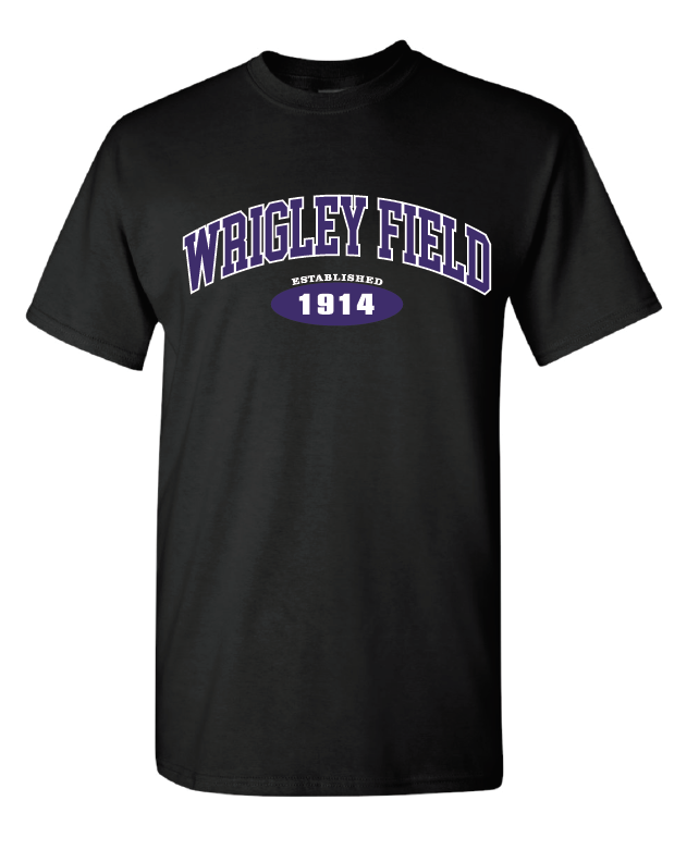 BLACK AND PURPLE WRIGLEY FIELD TEE - Ivy Shop