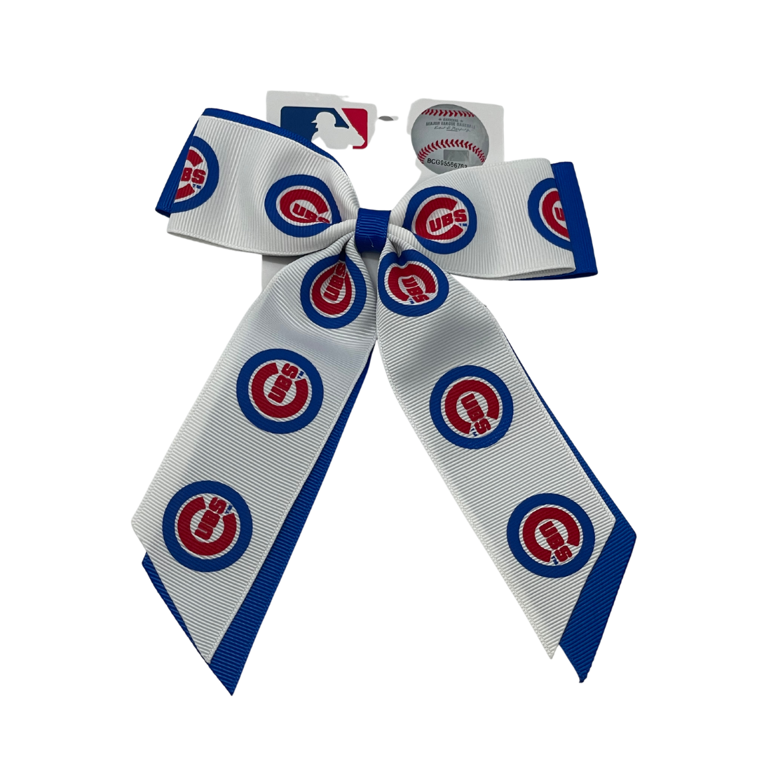 CHICAGO CUBS 2-TONE BLUE AND WHITE CHEER BOW