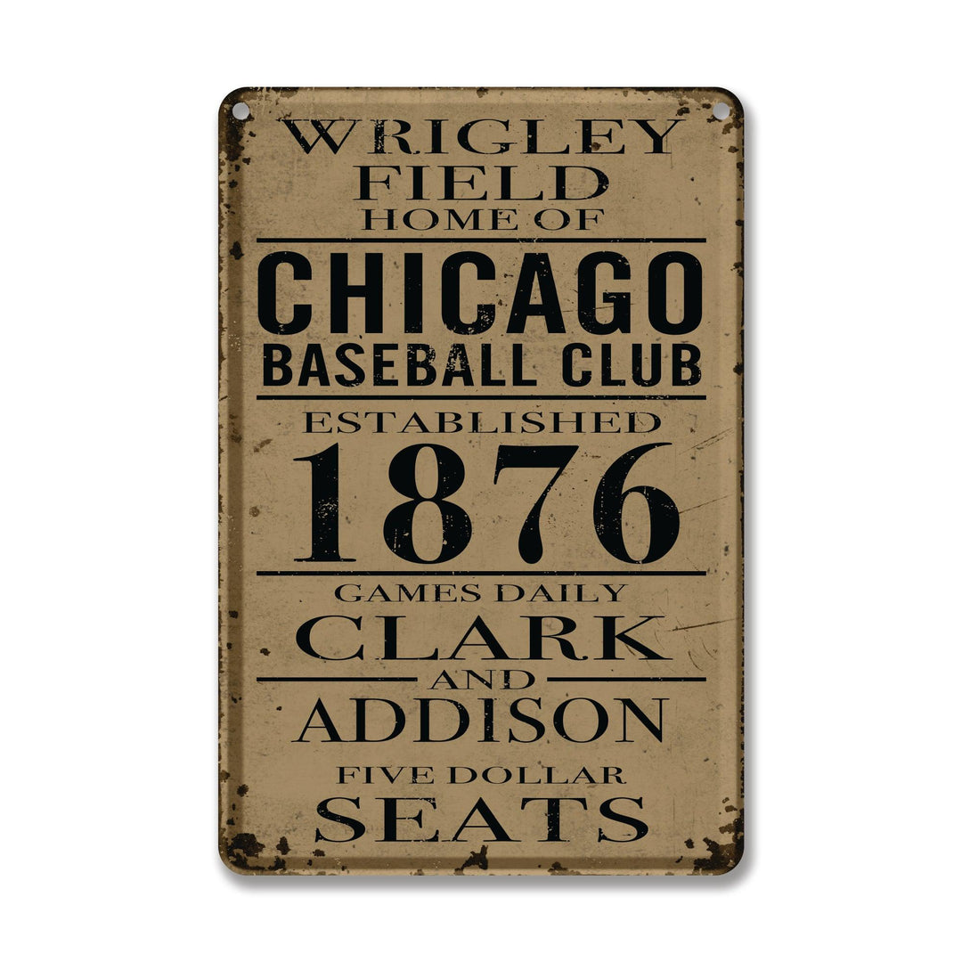 WRIGLEY FIELD RICO HOME OF THE CHICAGO BASEBALL CLUB NATURAL SIGN Signs RICO IND