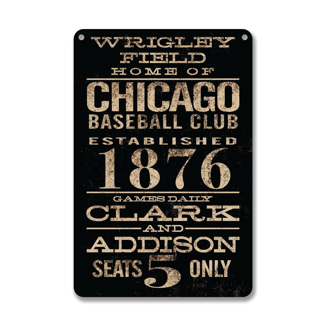 WRIGLEY FIELD RICO HOME OF THE CHICAGO BASEBALL CLUB BLACK SIGN Signs RICO IND