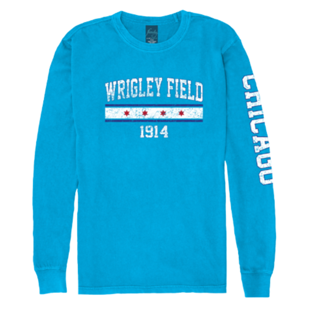 WRIGLEY FIELD CHICAGO FLAG LAGOON LONG SLEEVE TEE